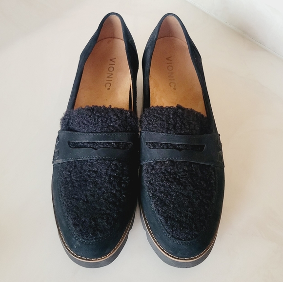 Vionic Shoes - Vionic Cheryl Suede and Faux Sherling Loafer